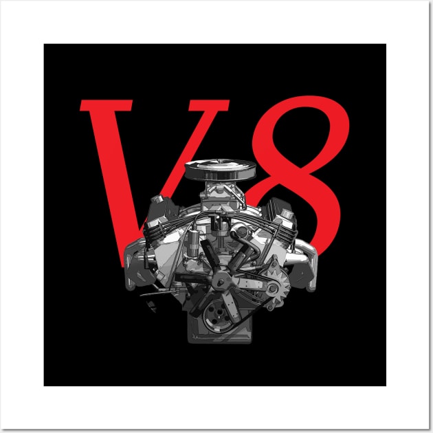 V8 Engine Muscle Car Big Block Wall Art by Jose Luiz Filho